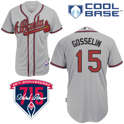 Phil Gosselin #15 mlb Jersey-Atlanta Braves Women's Authentic Road Gray Cool Base Baseball Jersey